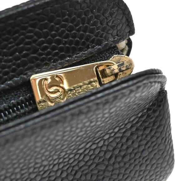 CHANEL CC Logo Mini Pouch Bag Grained Calfskin Leather Black GHW France 34KB454 - Picture 9 of 14
